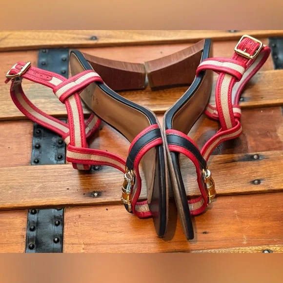 Talbots Women's Red and Navy Sandals - Picture 5 of 8